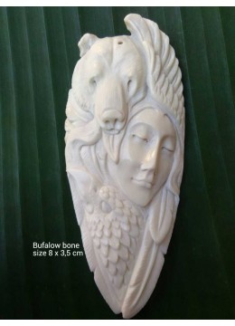 Best Model Bali Ox Bone Carved Pendant Spirit Model