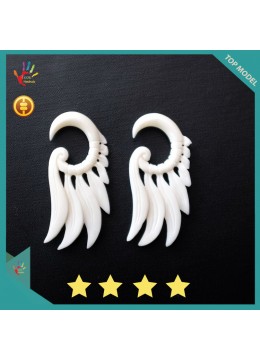 Best Style Bali Earrings Ox Bone Carved Wing Shape Design Body Piercing