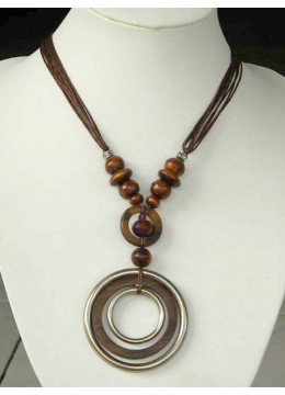 Natural Beaded Wood Necklace