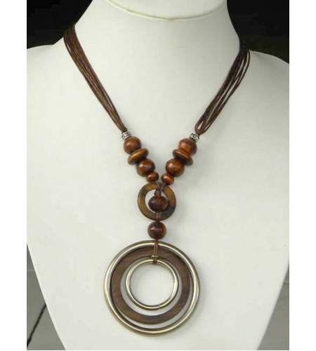 Natural Beaded Wood Necklace