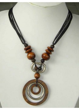 Natural Beaded Wood Necklace