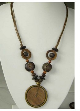 Natural Beaded Wood Necklace