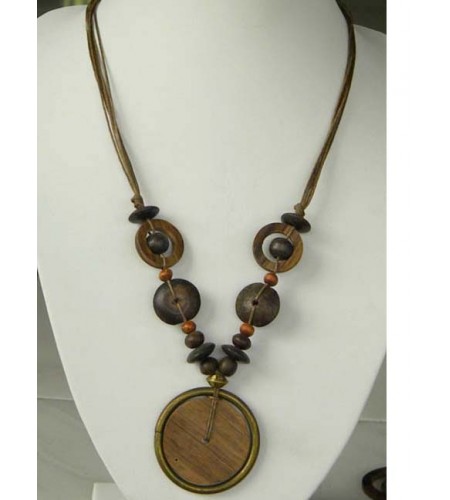 Natural Beaded Wood Necklace