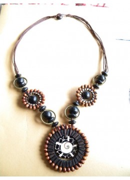 Natural Wood Beads Necklace