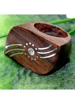 Natural Wood Ring Stainless