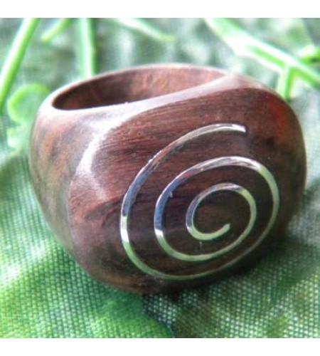 Natural Wood Ring Stainless