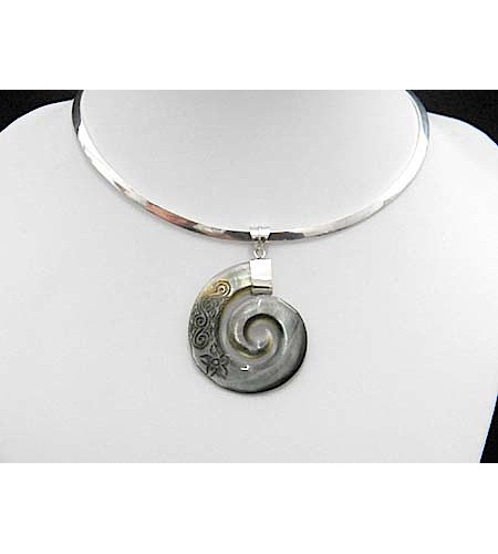 Affordable Pendant Shell Carving Sterling Silver 925