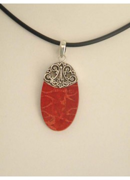 Beautiful Red Coral Pendant With Silver 925 Wholesale