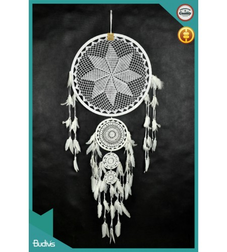 Best Selling Large Triple White Hanging Dream Catcher Crochet