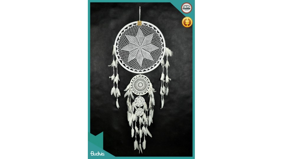 Best Selling Large Triple White Hanging Dream Catcher Crochet