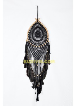 Black Handwoven Teardrop Design Lace Wall Hanging Dream Catcher