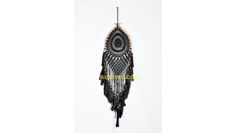 Black Handwoven Teardrop Design Lace Wall Hanging Dream Catcher