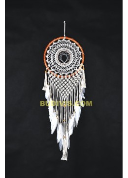 Macrame Wall Hanging Dream Catcher, Large White Rattan Dream Catcher, Hand Woven