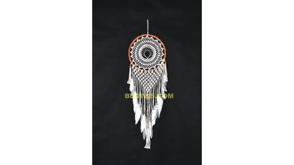 Macrame Wall Hanging Dream Catcher, Large White Rattan Dream Catcher, Hand Woven