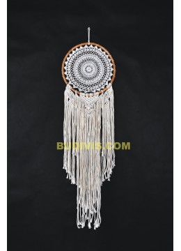 Macrame Woven Wall Hanging Dream Catcher, Rattan Dream Catcher, Macrame Woven Round Wall Hanging