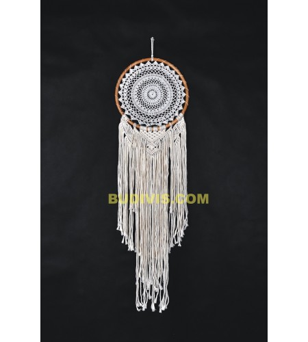 Macrame Woven Wall Hanging Dream Catcher, Rattan Dream Catcher, Macrame Woven Round Wall Hanging