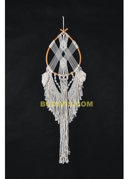 Teardrop Shaped Macrame Wall Hanging Rattan Dream Catcher, Interior Decoration