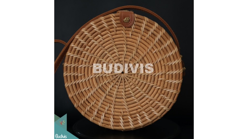 Best Selling Natural Stripe Round Rattan Bag