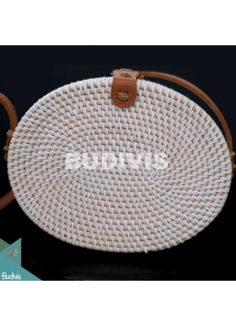 Best Selling White Synthetic Rattan Oval Bag