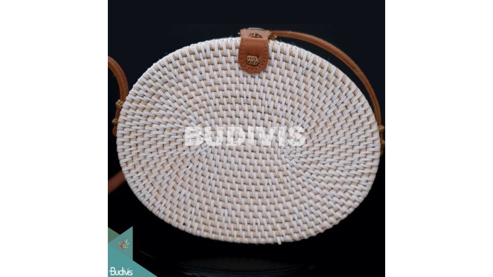 Best Selling White Synthetic Rattan Oval Bag