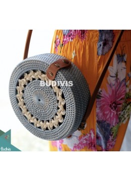 Grey Rattan Bag, Cream Handwoven