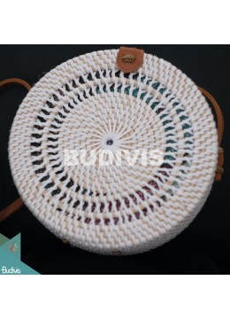 Premium White Rattan Bag, Double Spiral Handwoven