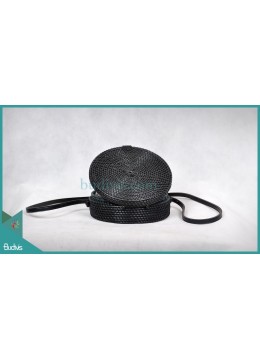 Top Model Round Bag Black Synthetic Rattan