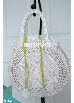 White Rattan Hand-Woven Tote Bag