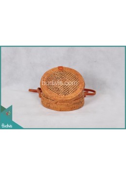 Wholesaler Full Rattan Natural Round Bag With Hole Woven