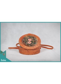 Wholesaler Natural Flower Rattan Woven Round Bag