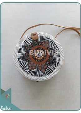 Batik Star Pattern Round Rattan Bag