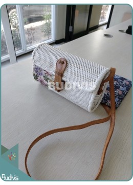 Mini Rattan Crossbody Bag With Hand-Painted Roses