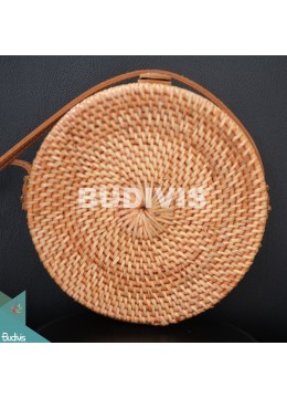 Natural Solid Color Round Rattan Bag