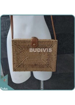 Rectangular Solid Color Rattan Bag