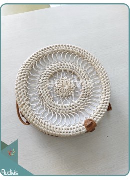 Round Spring And Sunflower Pattern Round Rattan Bag