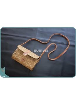 Solid Ata Natural Brown Wallet Crossbody Bag