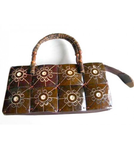 Coconut Handbag Beaded Handle, Coconut Souvenir Bags, Bali Handbag