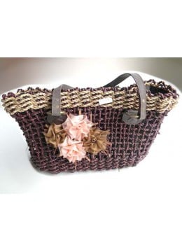 Embroidered Straw Tote Bag