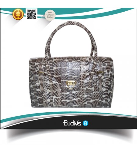 In Handmade Genuine Exotic Python Skin Handbag