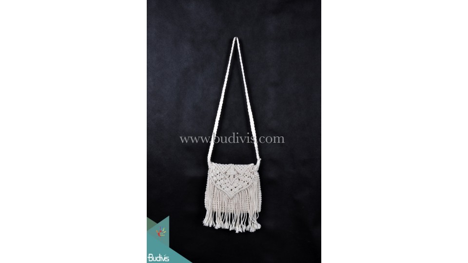 Natural Off-White Wallet Tassel Cotton Bag Crossbody Bag Tassel Hippie