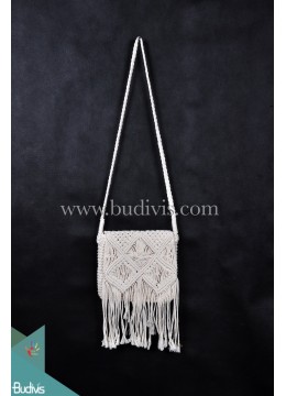 Natural Wallet Lace Woven Cotton Bag Crossbody Bag Tassel Hippie