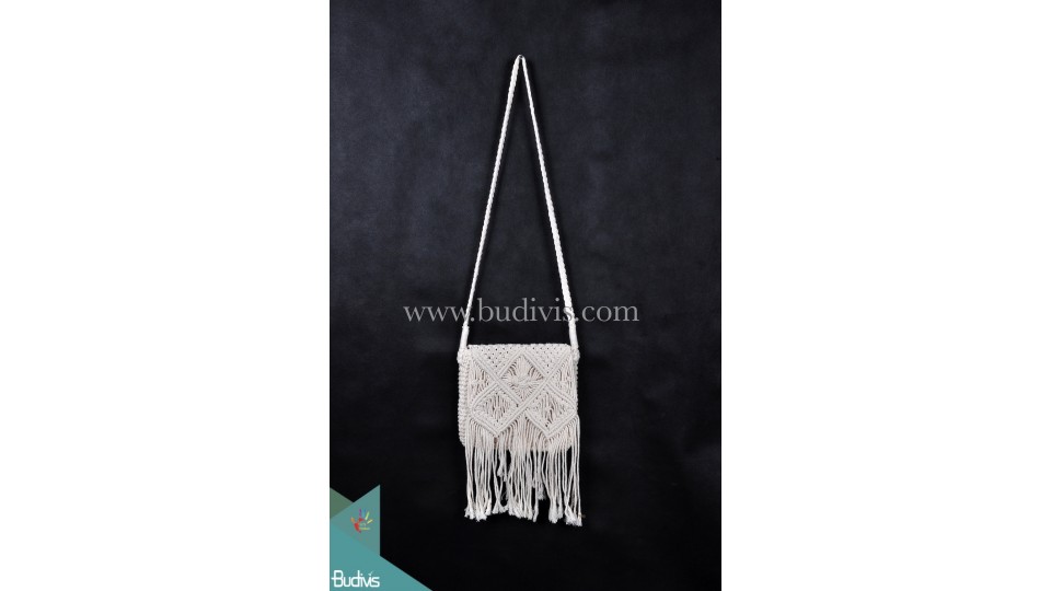 Natural Wallet Lace Woven Cotton Bag Crossbody Bag Tassel Hippie