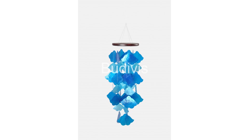 Blue Gradient Brugmansia Capiz Wind Chime Handmade