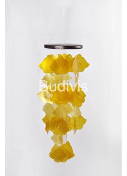 Yellow Flower Shape Capiz Wind Chime Home Handmade