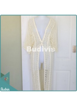 Long White Knitted Cardigan