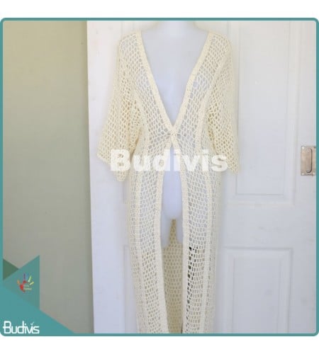 Long White Knitted Cardigan