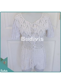 Summer White Knitted Jumpsuit