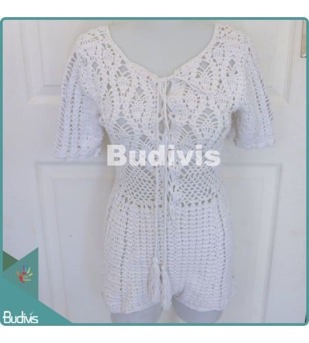 Summer White Knitted Jumpsuit