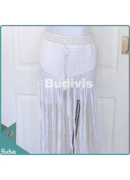 White Fringed Knit Skirt