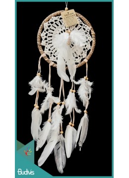 Dreamcatcher, Dream Catcher, Dreamcatcher Lace Natural Roots With Feathers In The Center